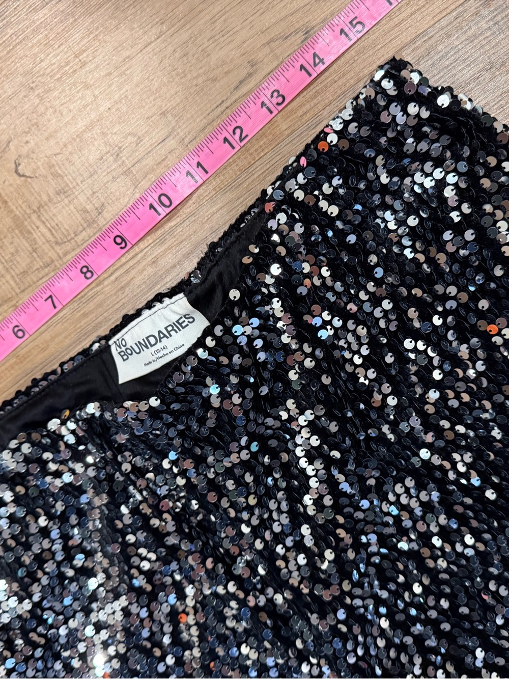 No Boundaries Black Sequin Flare Pants Size L - Picture 7 of 8